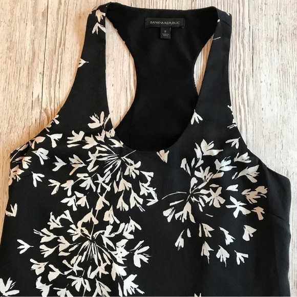 Banana Republic Floral Racerback Sleeveless Pleated Hem Drop Waist Dress Sz 2 - Picture 5 of 12